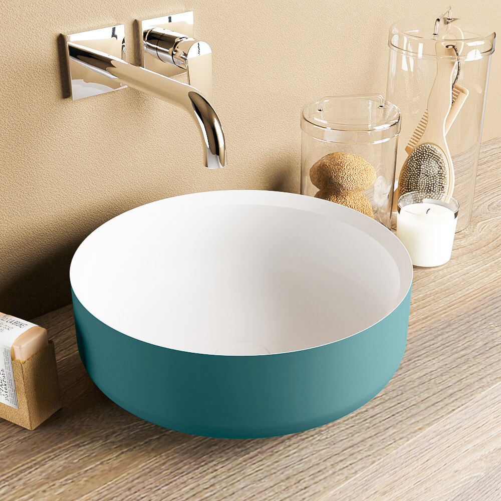 Adrihosan COSS lavabo solid surface 36cm color azul verdoso / blanco 1 lavabo fabricado con solid surface en colores