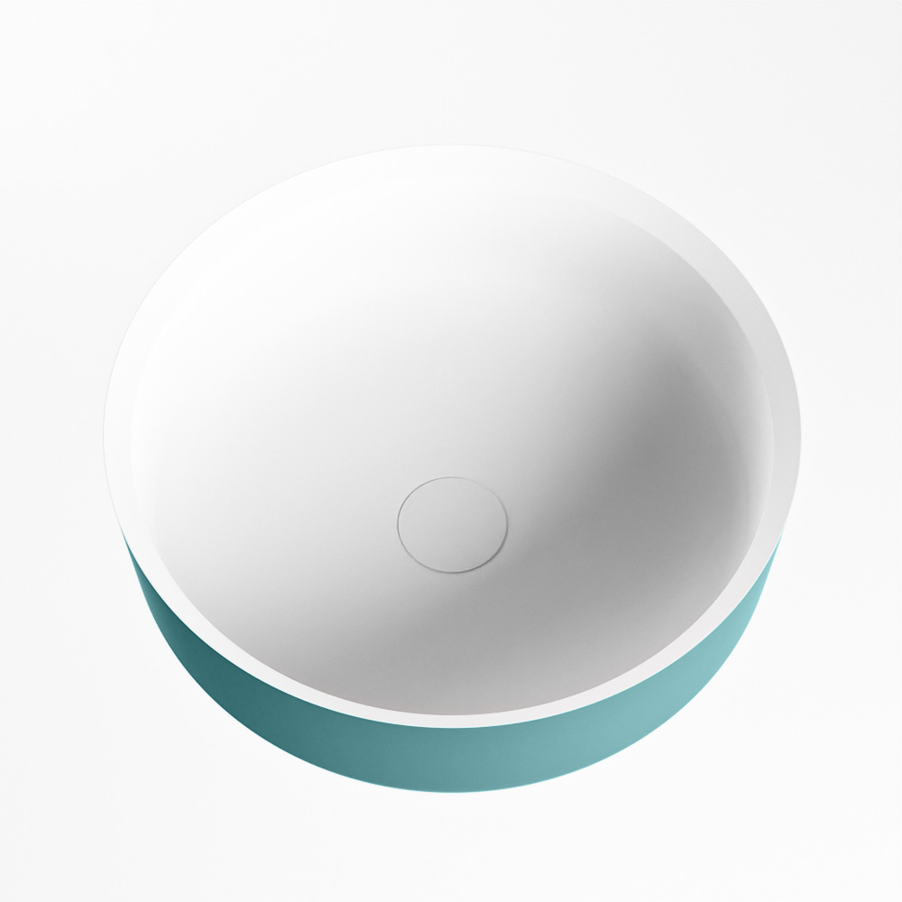 Adrihosan COSS lavabo solid surface 36cm color azul verdoso / blanco 3 lavabo fabricado con solid surface en colores