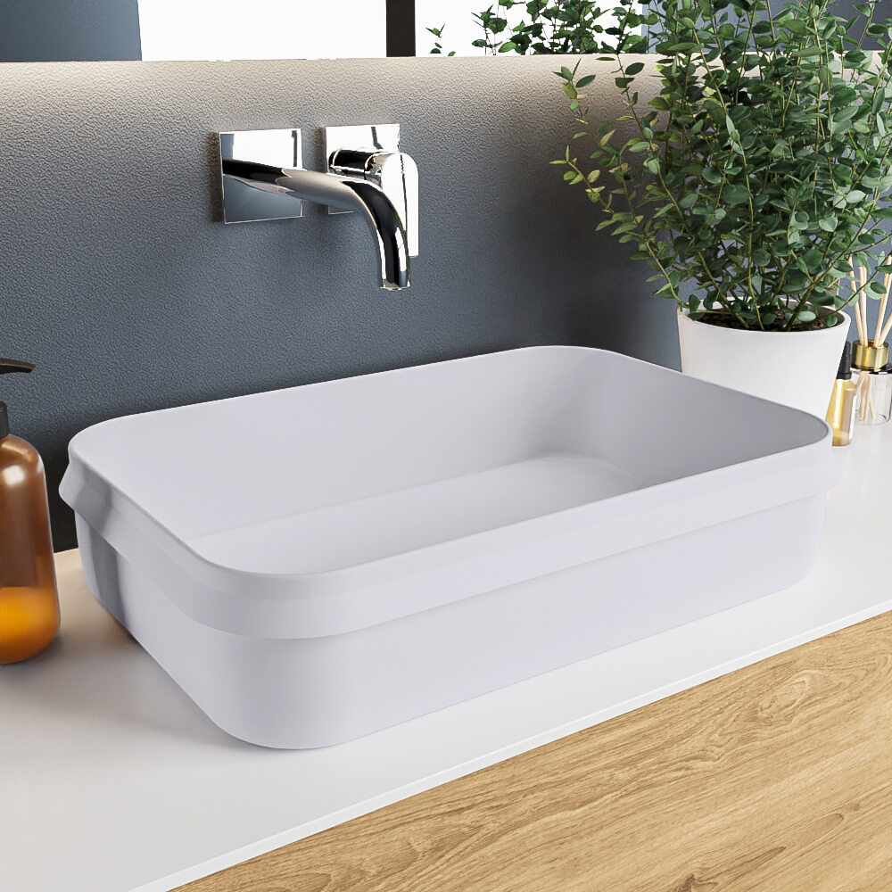 Adrihosan ARVO lavabo solid surface 55cm color gris claro / gris claro 1 lavabo sobre mueble de solid surface en colores