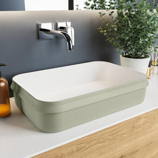 lavabo sobre mueble de solid surface en colores
