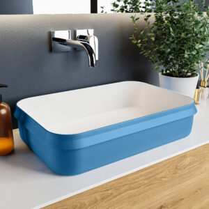 opbouwkom arvo 1 0026 8157513231714 | Adrihosan ARVO lavabo solid surface 55cm color azul marino / blanco