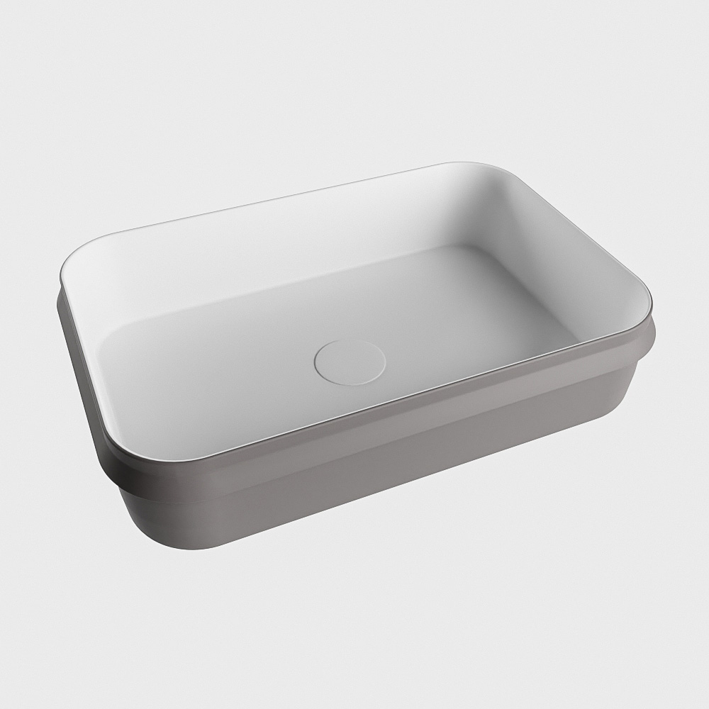 Adrihosan ARVO lavabo solid surface 55cm color gris oscuro / blanco 2 lavabo sobre mueble de solid surface en colores