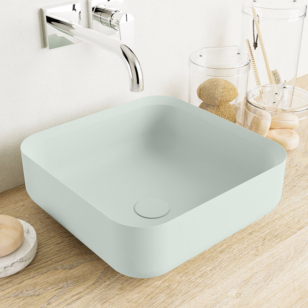 Adrihosan BINX lavabo solid surface 36cm color verde claro / verde claro 1 lavabo solid surface de diseño en colores pastel