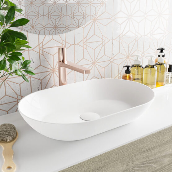 lavabo sobre mueble de solid surface en colores