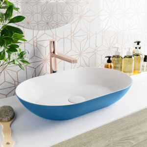 opbouwkom omni 1 0026 8157513233193 | Adrihosan ONNI lavabo solid surface 55cm color azul marino / blanco