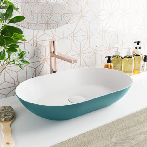 lavabo sobre mueble de solid surface en colores