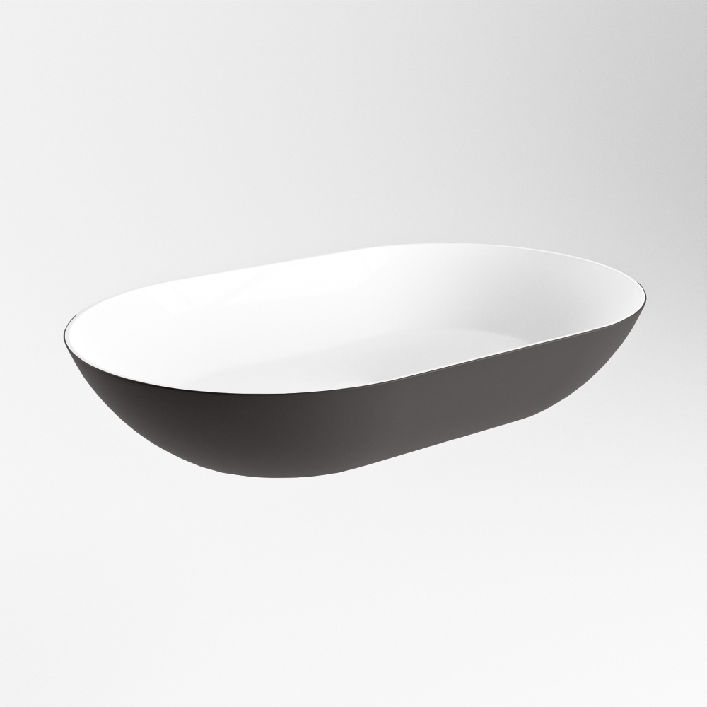 Adrihosan ONNI lavabo solid surface 55cm color gris oscuro / blanco 3 lavabo solid surface de diseño en colores pastel
