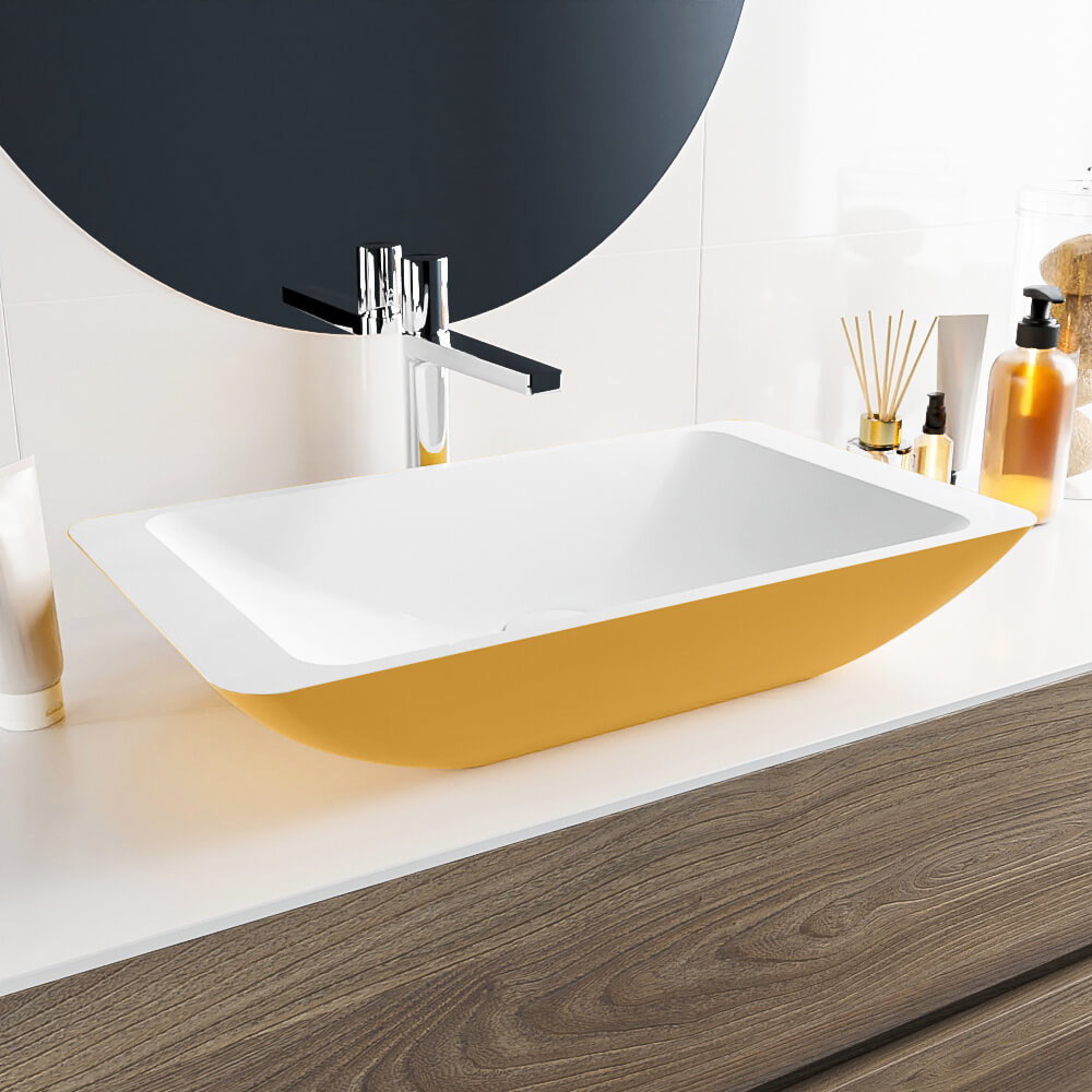 Lavabo Solid Surface TOPI 60cm color ocre-blanco 1 Lavabos solid surface Adrihosan