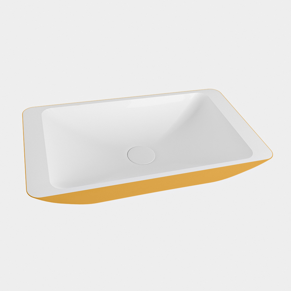 Lavabo Solid Surface TOPI 60cm color ocre-blanco 2 Lavabos solid surface Adrihosan