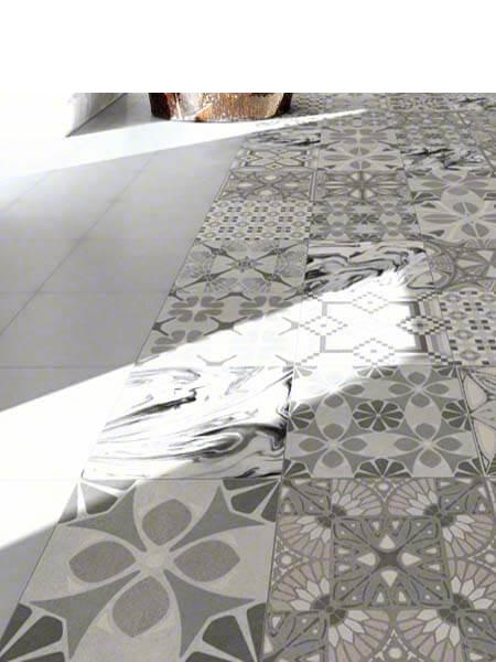 Pavimento imitación hidráulico Blanco 20x20 cm. Diseños del pasado con tecnología del presente, azulejo para paredes y suelos.