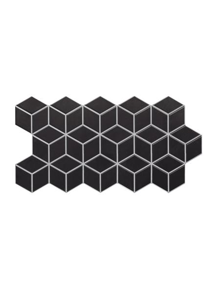Pavimento hexagonal porcelánico Rhombus Black 26,5 x 51 cm.