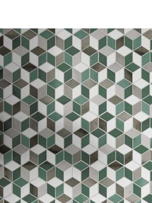 Pavimento hexagonal porcelánico Rhombus Emerald 26,5 x 51 cm.