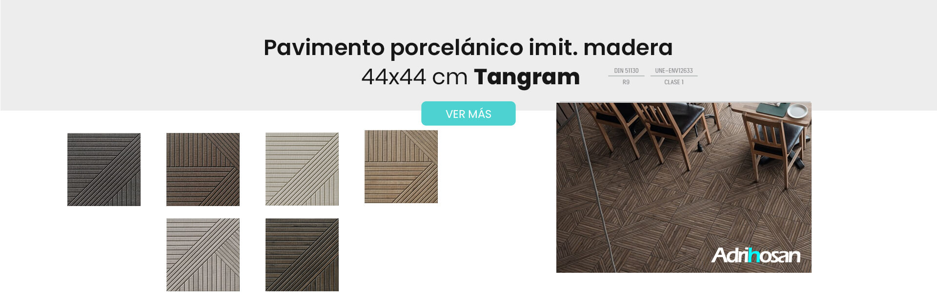 Pavimento porcelánico imitación madera Tangram Realonda 44x44cm