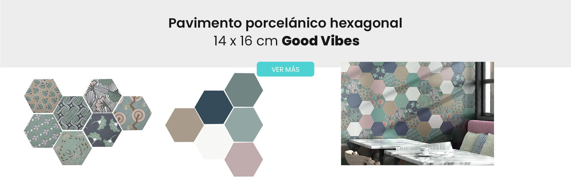 Azulejo hexagonal good vibes 14 x 16 cm