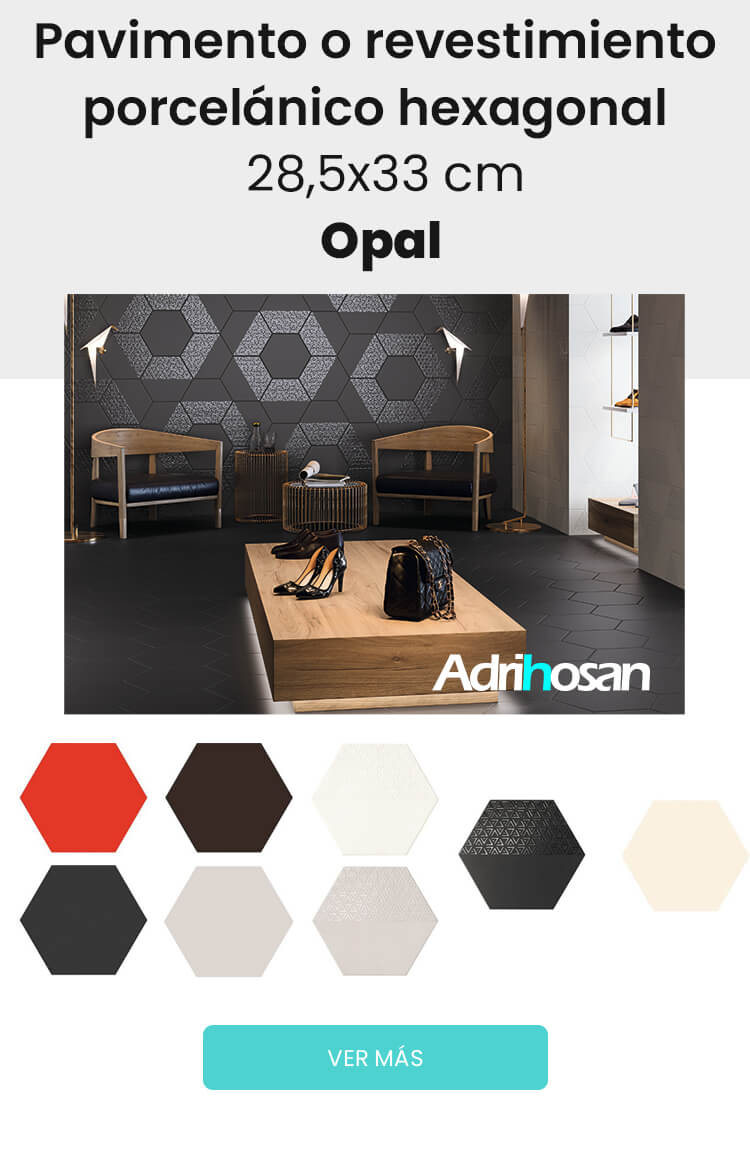 Pavimento o revestimiento porcelánico hexagonal Opal 28.5x33cm Realonda Adrihosan 