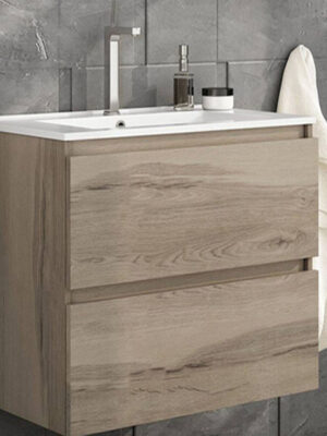Mueble de baño suspendido 2 cajones Kloe 120 cm (mueble + lavabo + espejo).