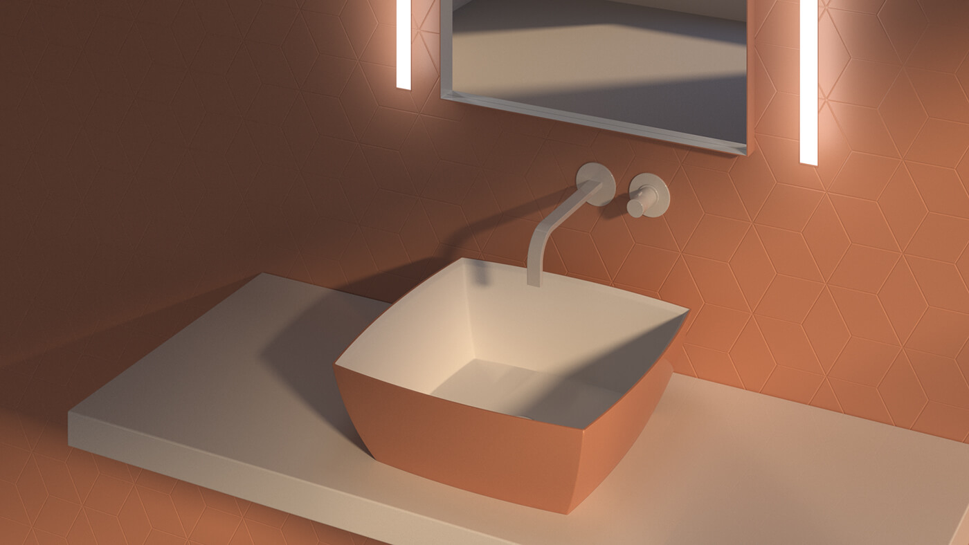 Lavabo Solid Surface sobre encimera Square 40 x 40 x 13.5 cm 4 Lavabo solid surface Square