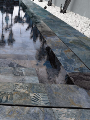 Pavimento porcelánico imitación pizarra Blue 30 x 60 cm.