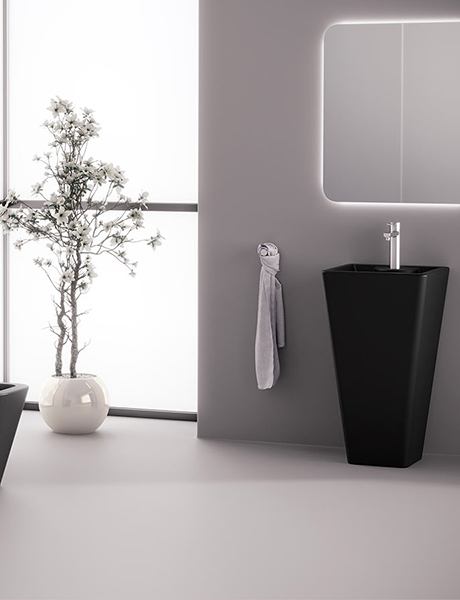 Lavabo de pie cerámico cuadrado Florencia 470 x 470 x 84.5 cm negro