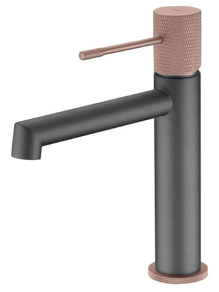 Grifo lavabo Line monomando gris mate champagne. 3 Grifo lavabo alto line negro mate.