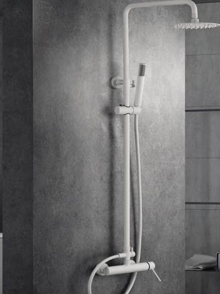 Columna de ducha monomando milos stick blanco.