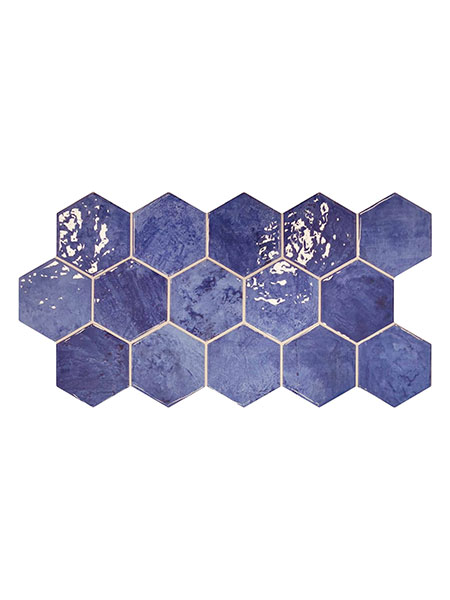 Pavimento hexagonal porcelánico hex zellige azure 26,5 x 51 cm