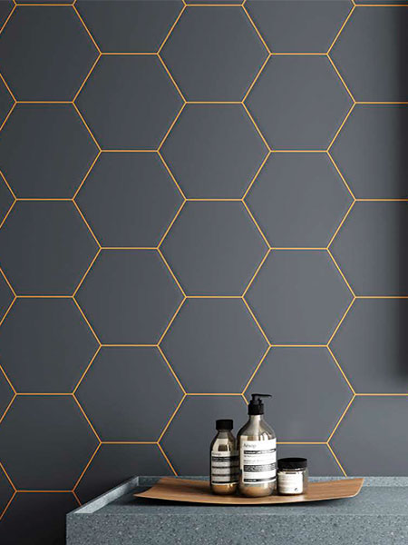 Descubre el azulejo hexagonal Cumbre Dark Navy, porcelánico alta calidad