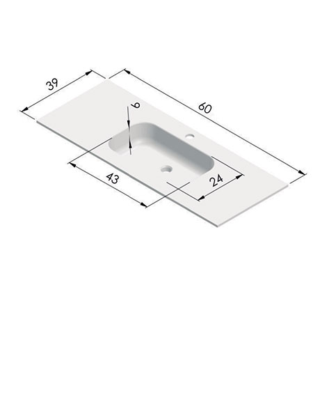 Encimera de Solid Surface Kios S para instalación sobre mueble