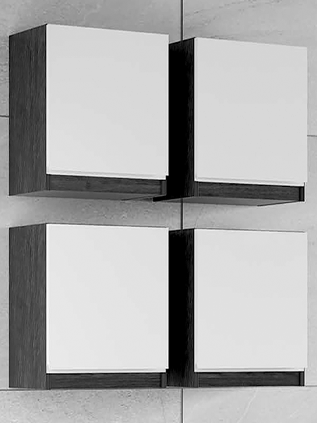 Columna 1 puerta Aqua 07 melamina azabache con puerta lacada blanca 35x35x29,6 cm. 2 Columna 1 puerta aqua melamina 35x35x26,9.