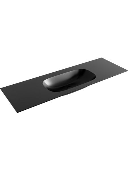 Encimera Asuan negra 140 cm seno centrado solid surface Solidker