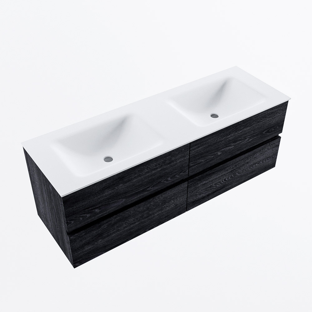 MONDIAZ VICA 140cm mueble de baño Antracite 4 cajones. Lavabo CLOUD Doble 2 orificios, color Talc. 6 MONDIAZ VICA 140cm mueble de baño Antracite 4 cajones. Lavabo CLOUD Doble 2 orificios, color Talc. - Imagen 6