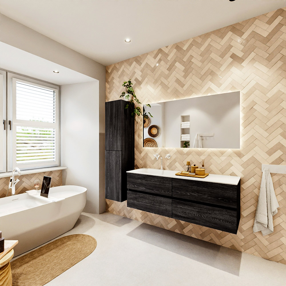 MONDIAZ VICA 140cm mueble de baño Antracite 4 cajones. Lavabo CLOUD Izquierda 1 orificio, color Talc. 4 MONDIAZ VICA 140cm mueble de baño Antracite 4 cajones. Lavabo CLOUD Izquierda 1 orificio, color Talc. - Imagen 4