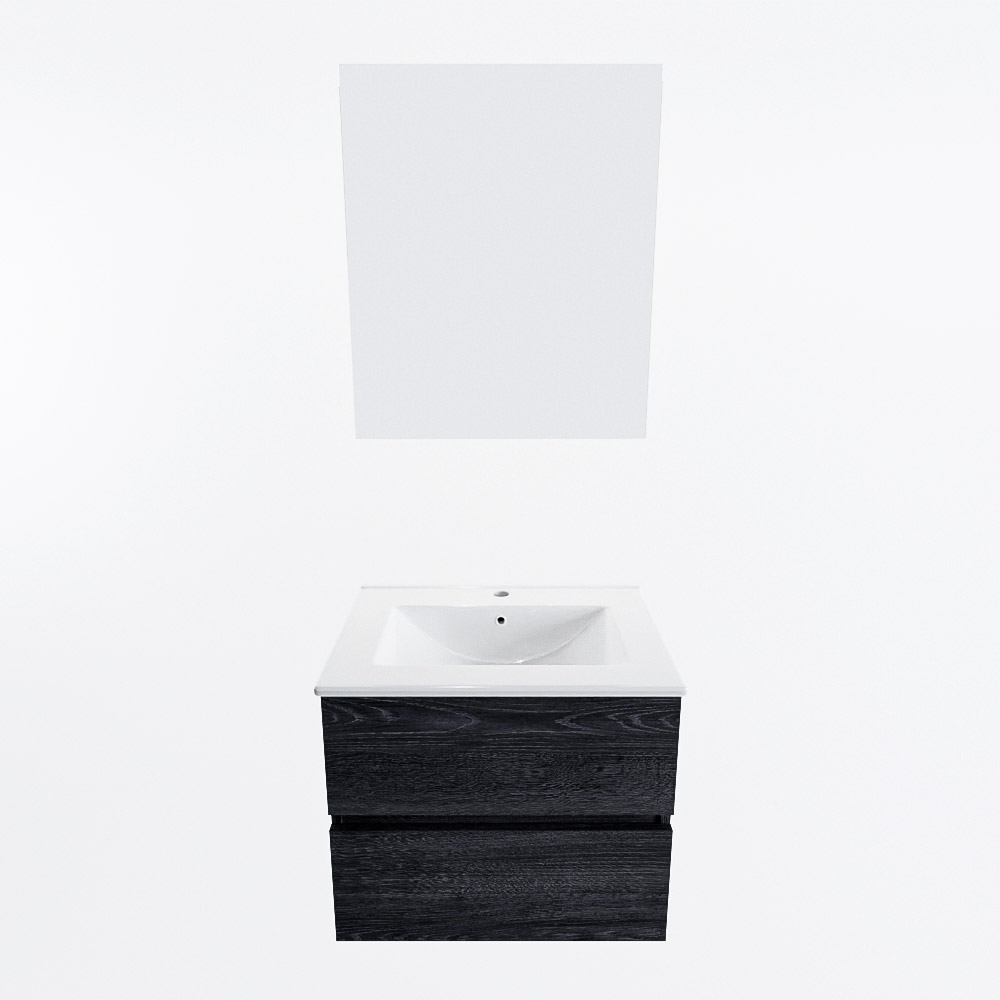 MONDIAZ VICA 60cm mueble de baño Antracite 2 cajones. Lavabo DENIA Centro 1 orificio color Blanco brillo con espejo LED. 5 MONDIAZ VICA 60cm mueble de baño Antracite 2 cajones. Lavabo DENIA Centro 1 orificio color Blanco brillo con espejo LED. - Imagen 5