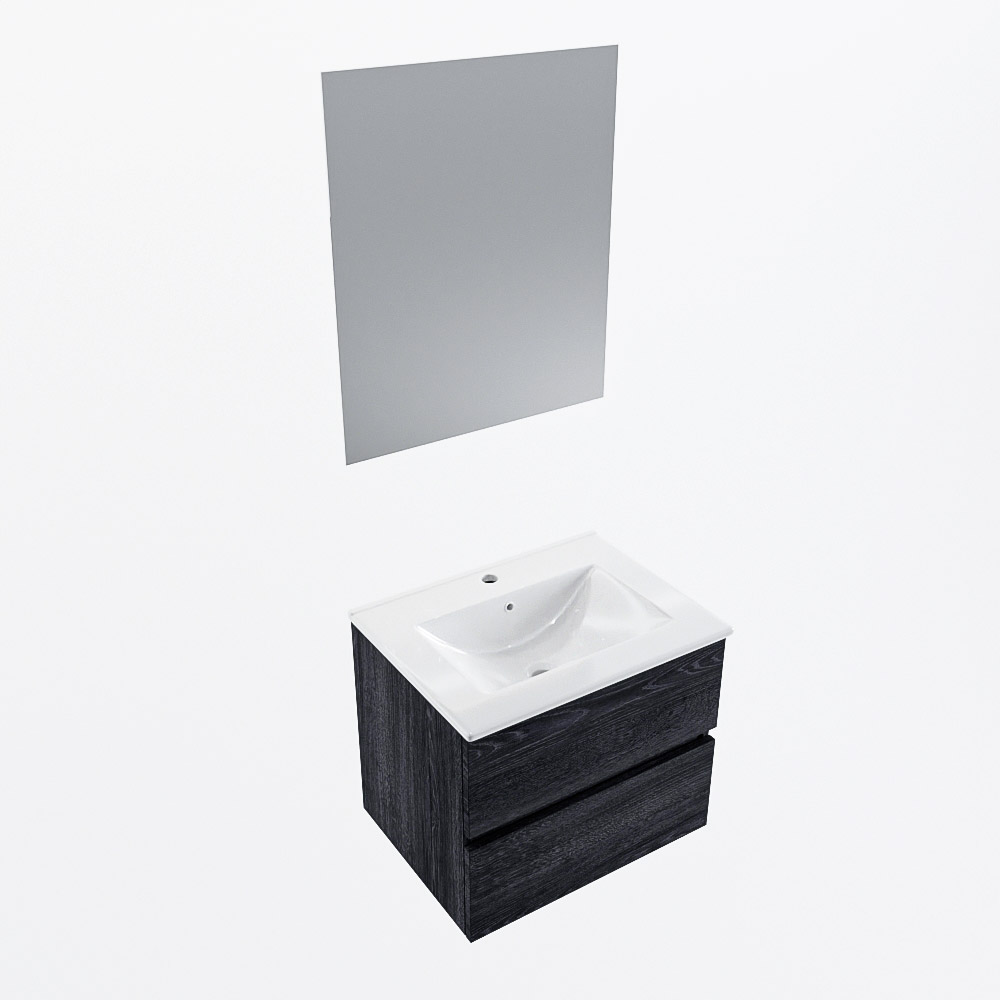 MONDIAZ VICA 60cm mueble de baño Antracite 2 cajones. Lavabo DENIA Centro 1 orificio color Blanco brillo con espejo LED. 6 MONDIAZ VICA 60cm mueble de baño Antracite 2 cajones. Lavabo DENIA Centro 1 orificio color Blanco brillo con espejo LED. - Imagen 6