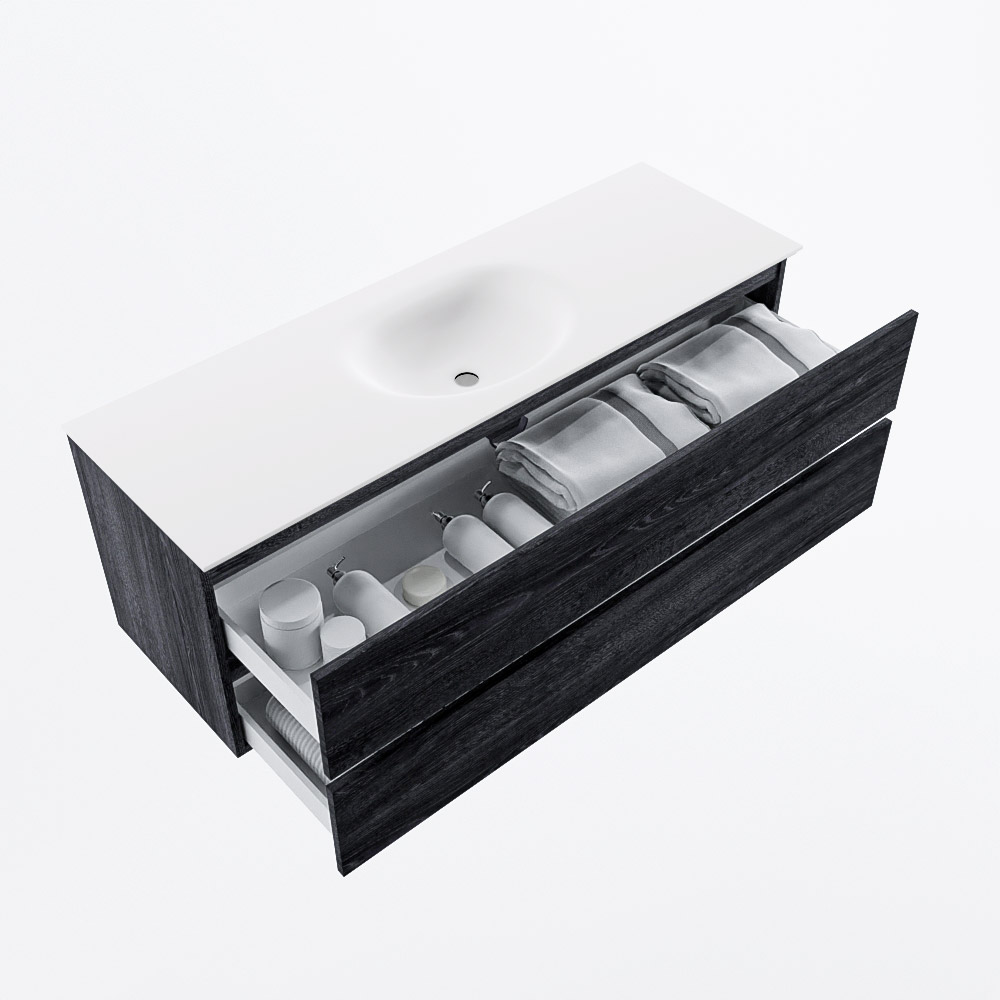 MONDIAZ VICA 140cm mueble de baño Antracite 2 cajones. Lavabo MOON Centro 1 orificio, color Talc. 7 MONDIAZ VICA 140cm mueble de baño Antracite 2 cajones. Lavabo MOON Centro 1 orificio, color Talc. - Imagen 7