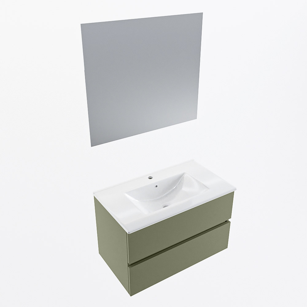 MONDIAZ VICA 80cm mueble de baño Army 2 cajones. Lavabo DENIA Centro 1 orificio color Blanco brillo con espejo LED. 6 MONDIAZ VICA 80cm mueble de baño Army 2 cajones. Lavabo DENIA Centro 1 orificio color Blanco brillo con espejo LED. - Imagen 6