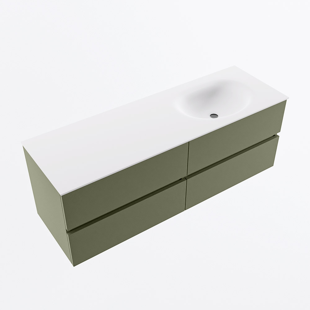 MONDIAZ VICA 140cm mueble de baño Army 4 cajones. Lavabo MOON Derecho 1 orificio, color Talc. 6 MONDIAZ VICA 140cm mueble de baño Army 4 cajones. Lavabo MOON Derecho 1 orificio, color Talc. - Imagen 6
