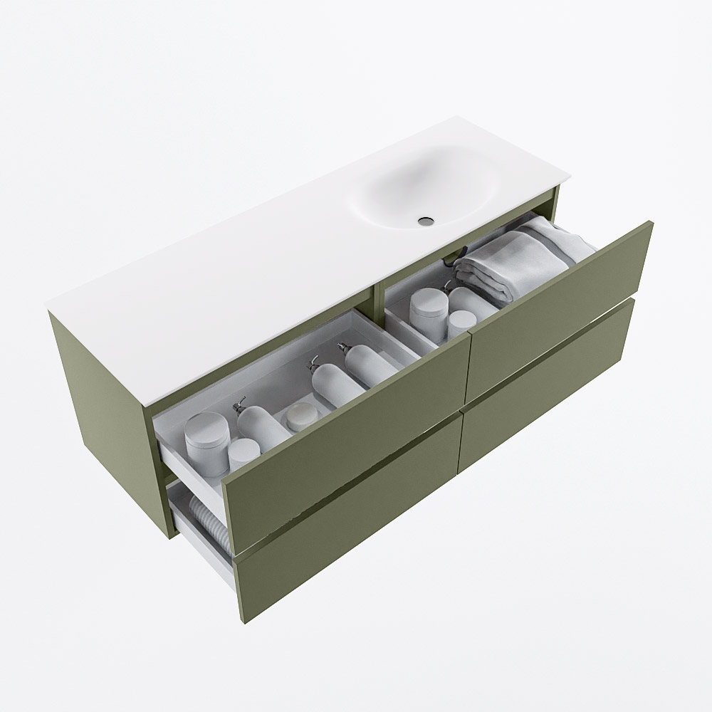 MONDIAZ VICA 140cm mueble de baño Army 4 cajones. Lavabo MOON Derecho 1 orificio, color Talc. 7 MONDIAZ VICA 140cm mueble de baño Army 4 cajones. Lavabo MOON Derecho 1 orificio, color Talc. - Imagen 7