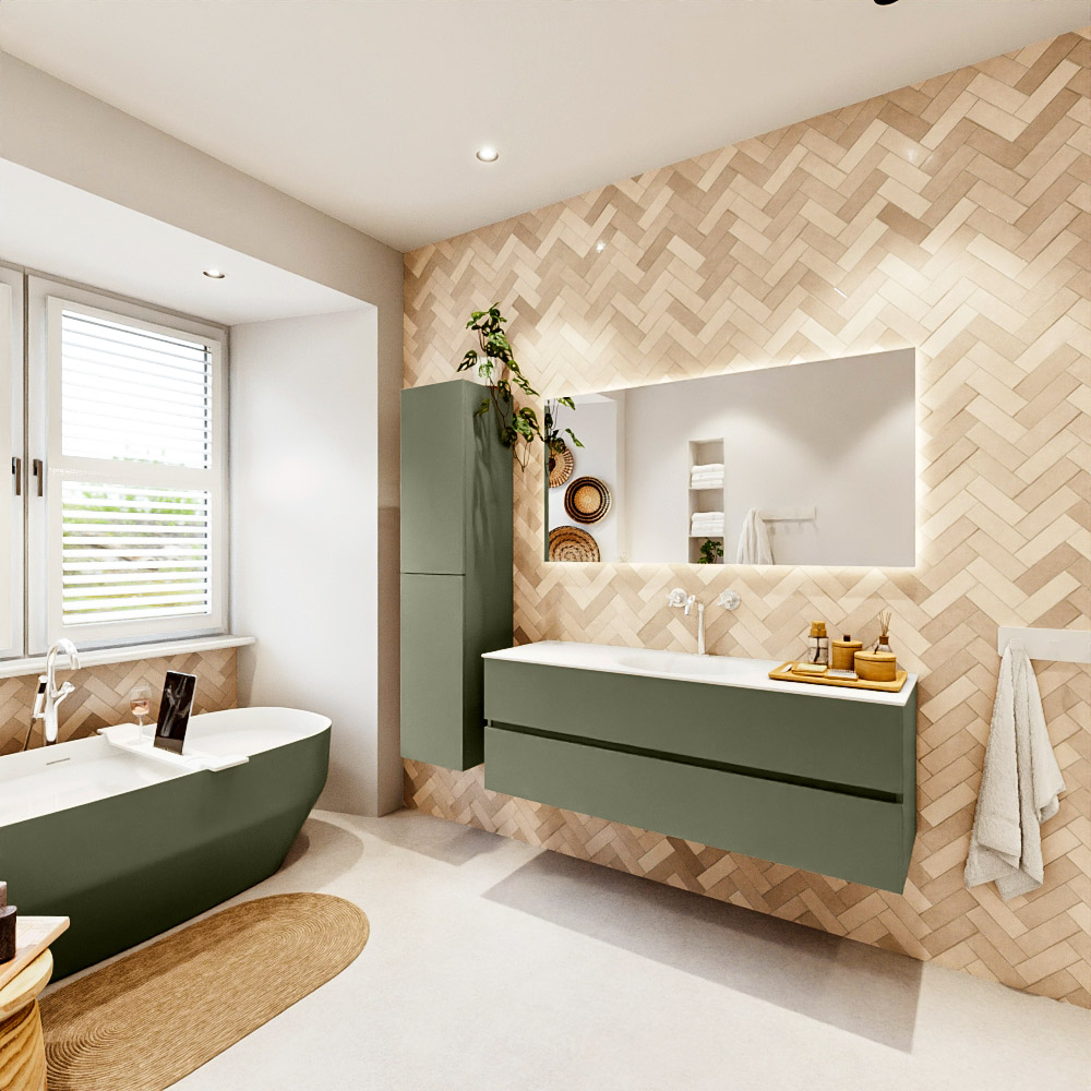 MONDIAZ VICA 140cm mueble de baño Army 2 cajones. Lavabo MOON Centro 1 orificio, color Talc. 4 MONDIAZ VICA 140cm mueble de baño Army 2 cajones. Lavabo MOON Centro 1 orificio, color Talc. - Imagen 4