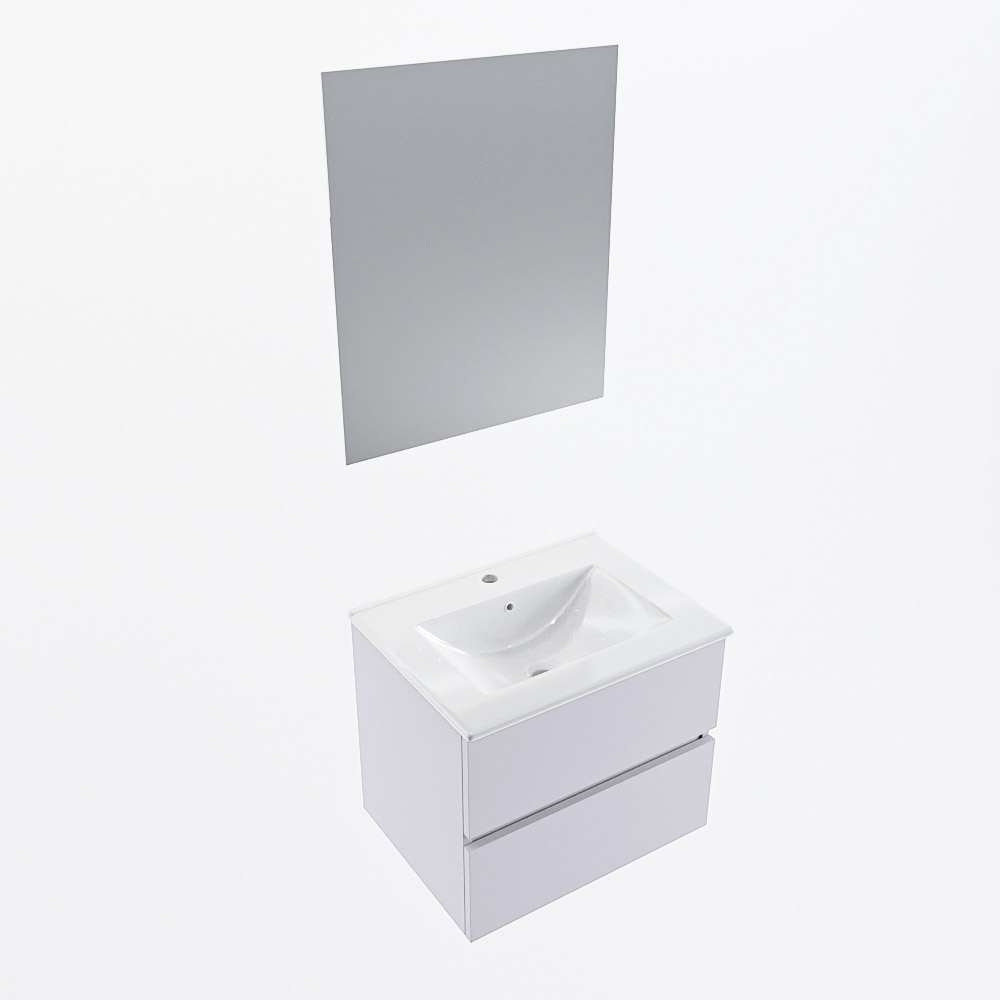 MONDIAZ VICA 60cm mueble de baño Cale 2 cajones. Lavabo DENIA Centro 1 orificio color Blanco brillo con espejo LED. 6 MONDIAZ VICA 60cm mueble de baño Cale 2 cajones. Lavabo DENIA Centro 1 orificio color Blanco brillo con espejo LED. - Imagen 6