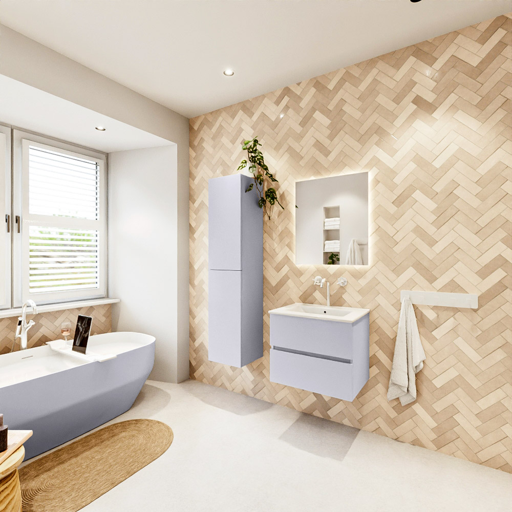 MONDIAZ VICA 60cm mueble de baño Cale 2 cajones. Lavabo DENIA Centro 1 orificio color Blanco brillo con espejo LED. 4 MONDIAZ VICA 60cm mueble de baño Cale 2 cajones. Lavabo DENIA Centro 1 orificio color Blanco brillo con espejo LED. - Imagen 4