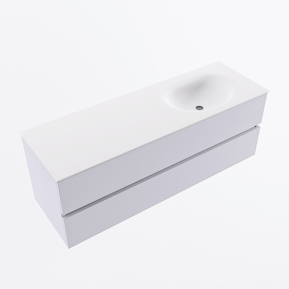MONDIAZ VICA 140cm mueble de baño Cale 2 cajones. Lavabo MOON Derecho sin orificio, color Talc. 6 MONDIAZ VICA 140cm mueble de baño Cale 2 cajones. Lavabo MOON Derecho sin orificio, color Talc. - Imagen 6