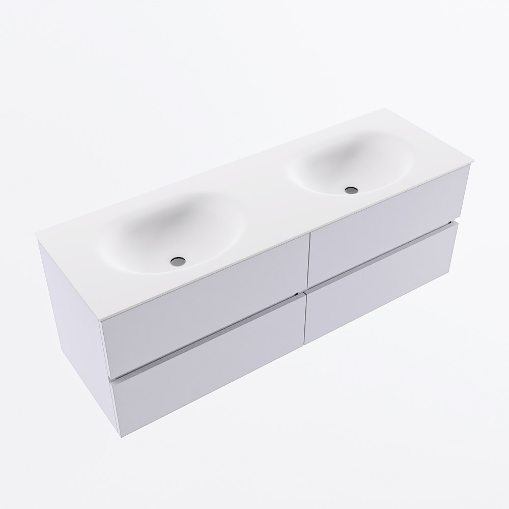 MONDIAZ VICA 140cm mueble de baño Cale 4 cajones. Lavabo MOON Doble 2 orificios, color Talc. 6 MONDIAZ VICA 140cm mueble de baño Cale 4 cajones. Lavabo MOON Doble 2 orificios, color Talc. - Imagen 6