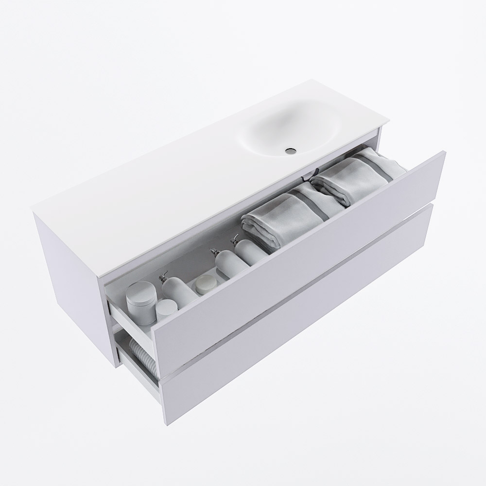 MONDIAZ VICA 140cm mueble de baño Cale 2 cajones. Lavabo MOON Derecho sin orificio, color Talc. 7 MONDIAZ VICA 140cm mueble de baño Cale 2 cajones. Lavabo MOON Derecho sin orificio, color Talc. - Imagen 7