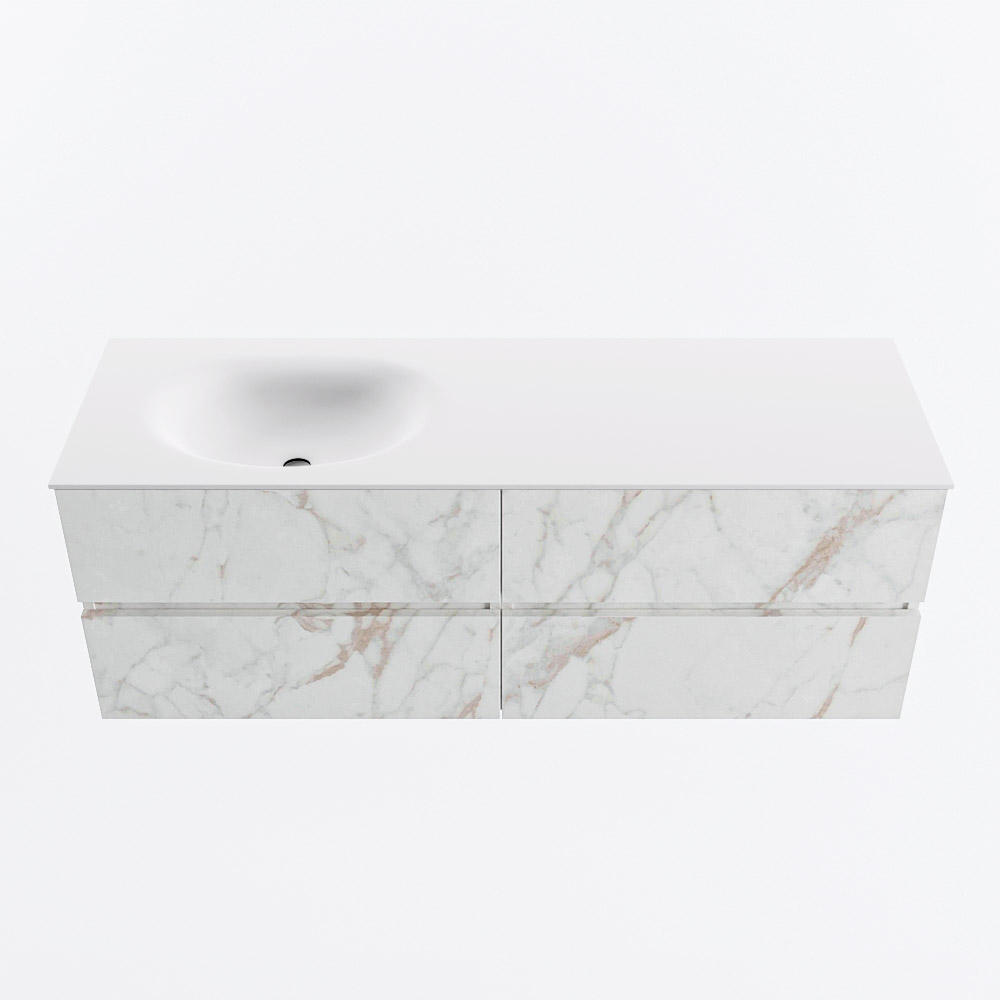 MONDIAZ VICA 140cm mueble de baño Carrara 4 cajones. Lavabo MOON Izquierda sin orificio, color Talc. 5 MONDIAZ VICA 140cm mueble de baño Carrara 4 cajones. Lavabo MOON Izquierda sin orificio, color Talc. - Imagen 5