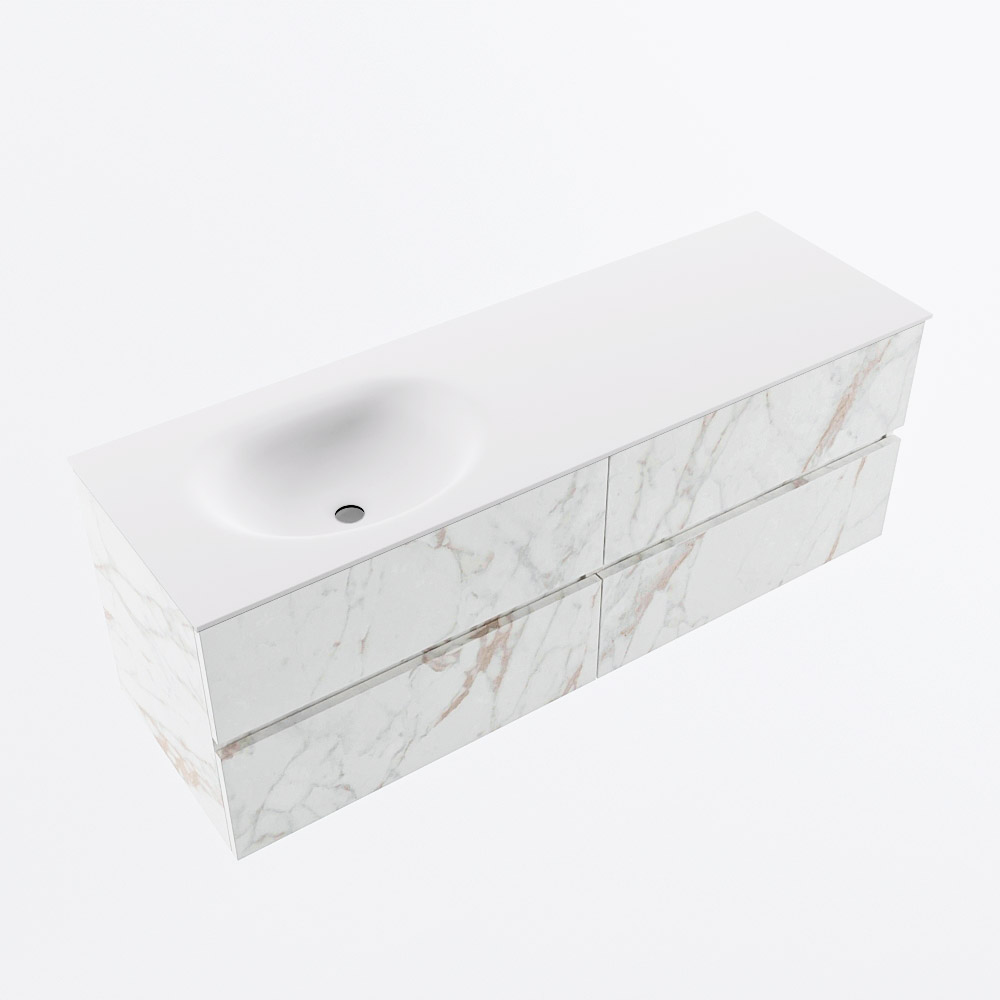 MONDIAZ VICA 140cm mueble de baño Carrara 4 cajones. Lavabo MOON Izquierda sin orificio, color Talc. 6 MONDIAZ VICA 140cm mueble de baño Carrara 4 cajones. Lavabo MOON Izquierda sin orificio, color Talc. - Imagen 6