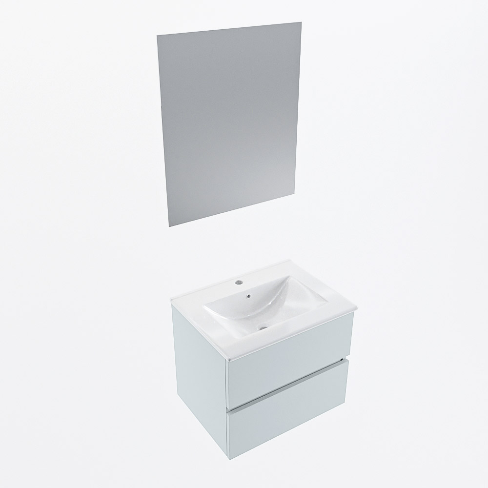 MONDIAZ VICA 60cm mueble de baño Clay 2 cajones. Lavabo DENIA Centro 1 orificio color Blanco brillo con espejo LED. 6 MONDIAZ VICA 60cm mueble de baño Clay 2 cajones. Lavabo DENIA Centro 1 orificio color Blanco brillo con espejo LED. - Imagen 6