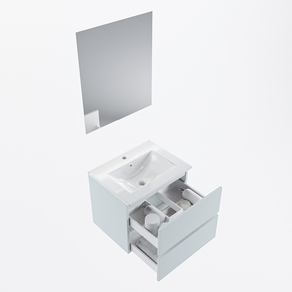 MONDIAZ VICA 60cm mueble de baño Clay 2 cajones. Lavabo DENIA Centro 1 orificio color Blanco brillo con espejo LED. 7 MONDIAZ VICA 60cm mueble de baño Clay 2 cajones. Lavabo DENIA Centro 1 orificio color Blanco brillo con espejo LED. - Imagen 7