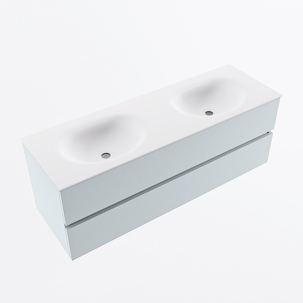 MONDIAZ VICA 140cm mueble de baño Clay 2 cajones. Lavabo MOON Doble 2 orificios, color Talc. 6 MONDIAZ VICA 140cm mueble de baño Clay 2 cajones. Lavabo MOON Doble 2 orificios, color Talc. - Imagen 6
