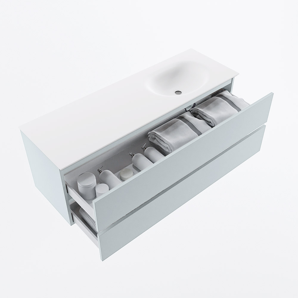 MONDIAZ VICA 140cm mueble de baño Clay 2 cajones. Lavabo MOON Derecho 1 orificio, color Talc. 7 MONDIAZ VICA 140cm mueble de baño Clay 2 cajones. Lavabo MOON Derecho 1 orificio, color Talc. - Imagen 7